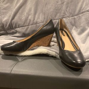 Black Leather and cork wedges